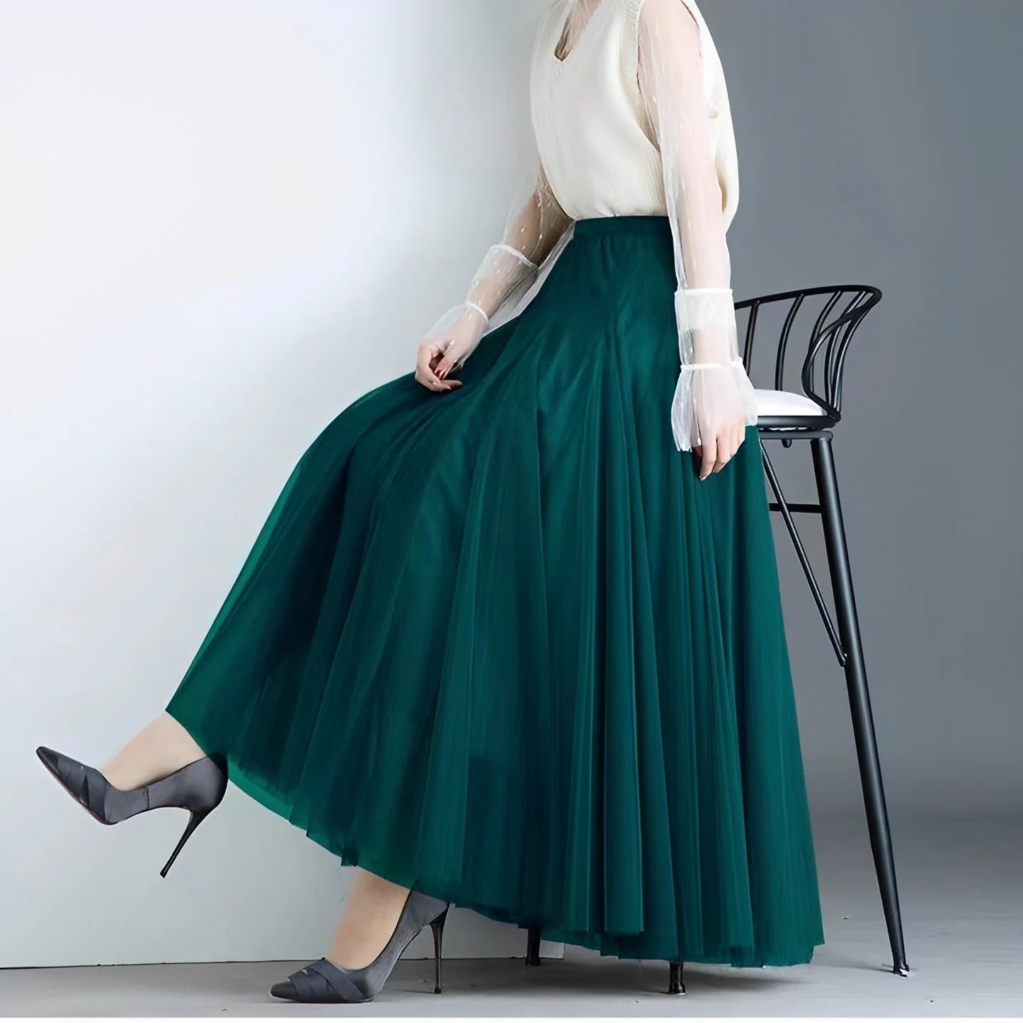 Kelly - Ležérní midirok z plisované síťoviny pro dámy
