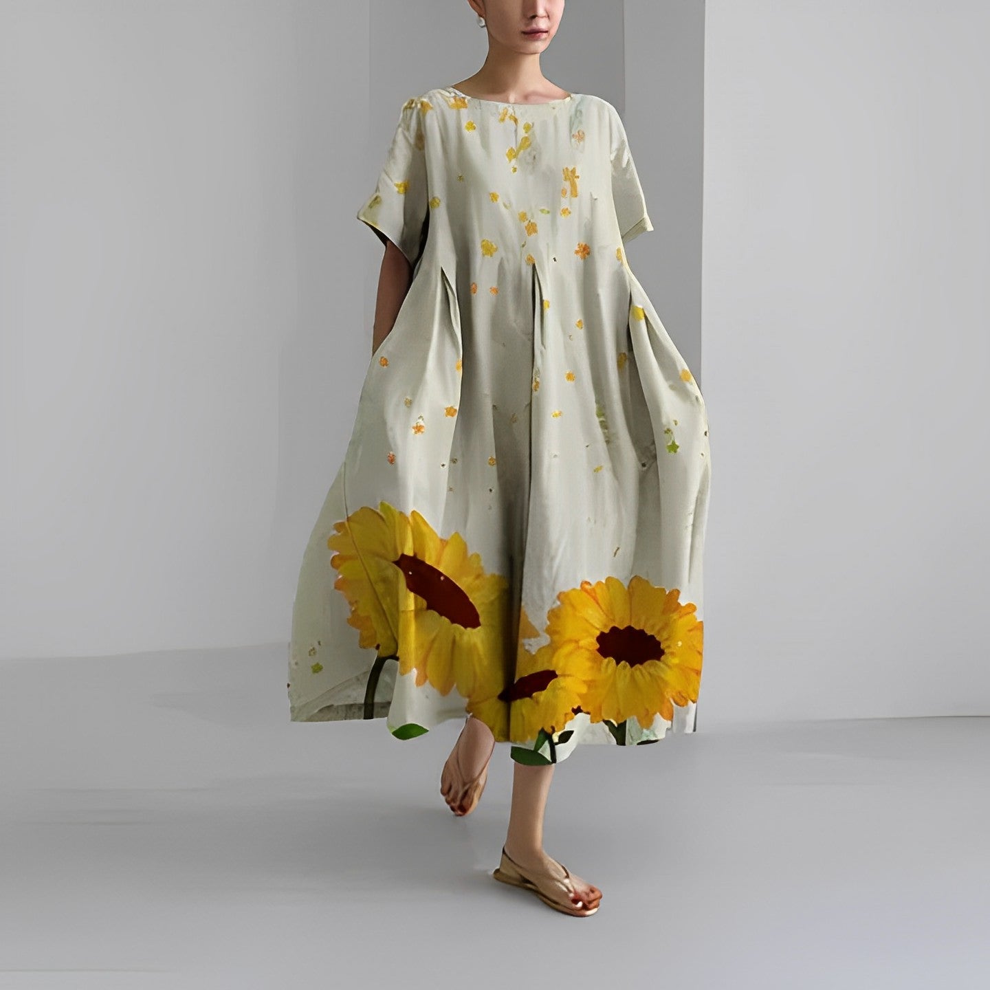 Naomi - Jarní boho maxi šaty s květinami