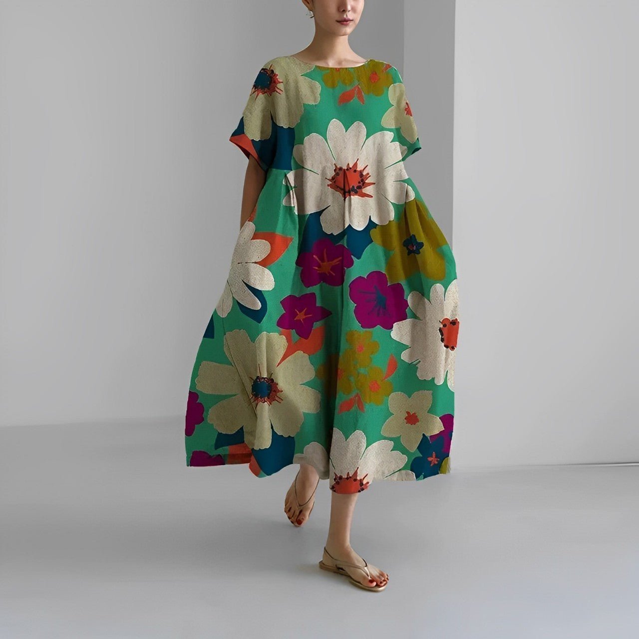 Naomi - Jarní boho maxi šaty s květinami