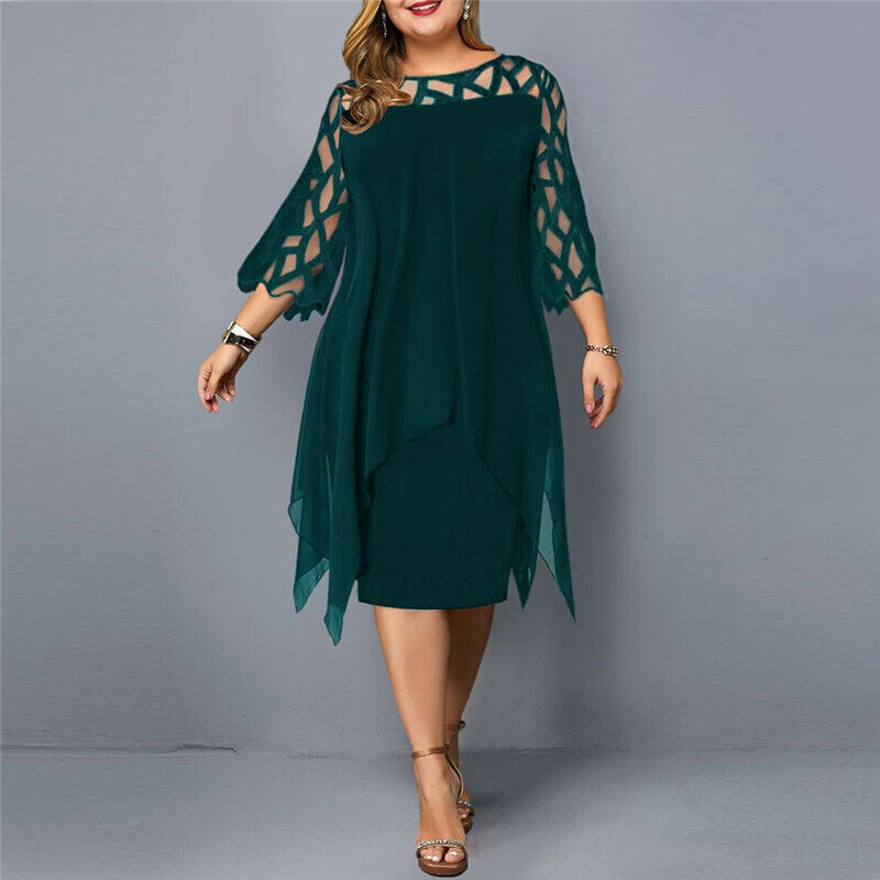 Elinor - Stylové midi šaty ve velké velikosti pro dámy