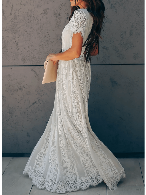 Angelica - Elegantní Šaty z Krajky s V Výstřihem