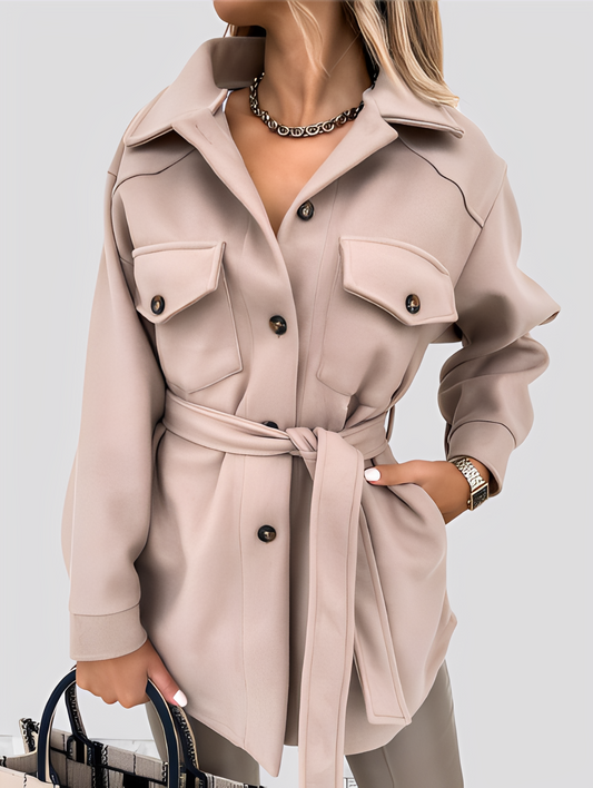 Tiffanie - Moderní, lehká vlněná bunda s reverzním límcem pro ženy