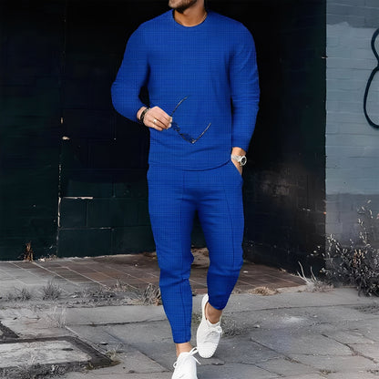 Dillan - Ležérní slim-fit souprava pro muže z vaflové látky