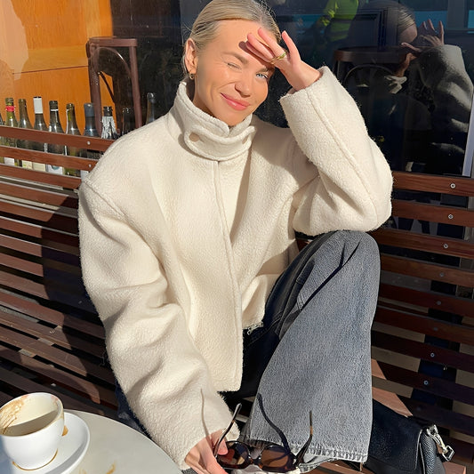 Shania - Módní, ležérní oversize fleece kabát pro ženy