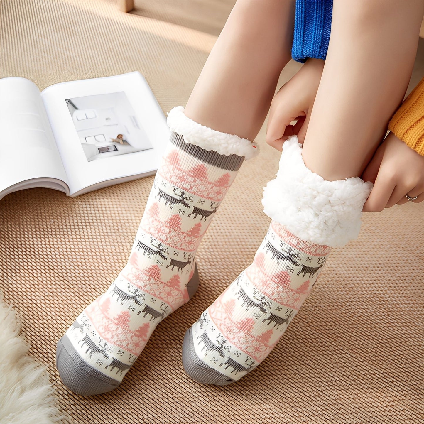 Clarice - Stylové středně dlouhé vánoční ponožky pro dámy