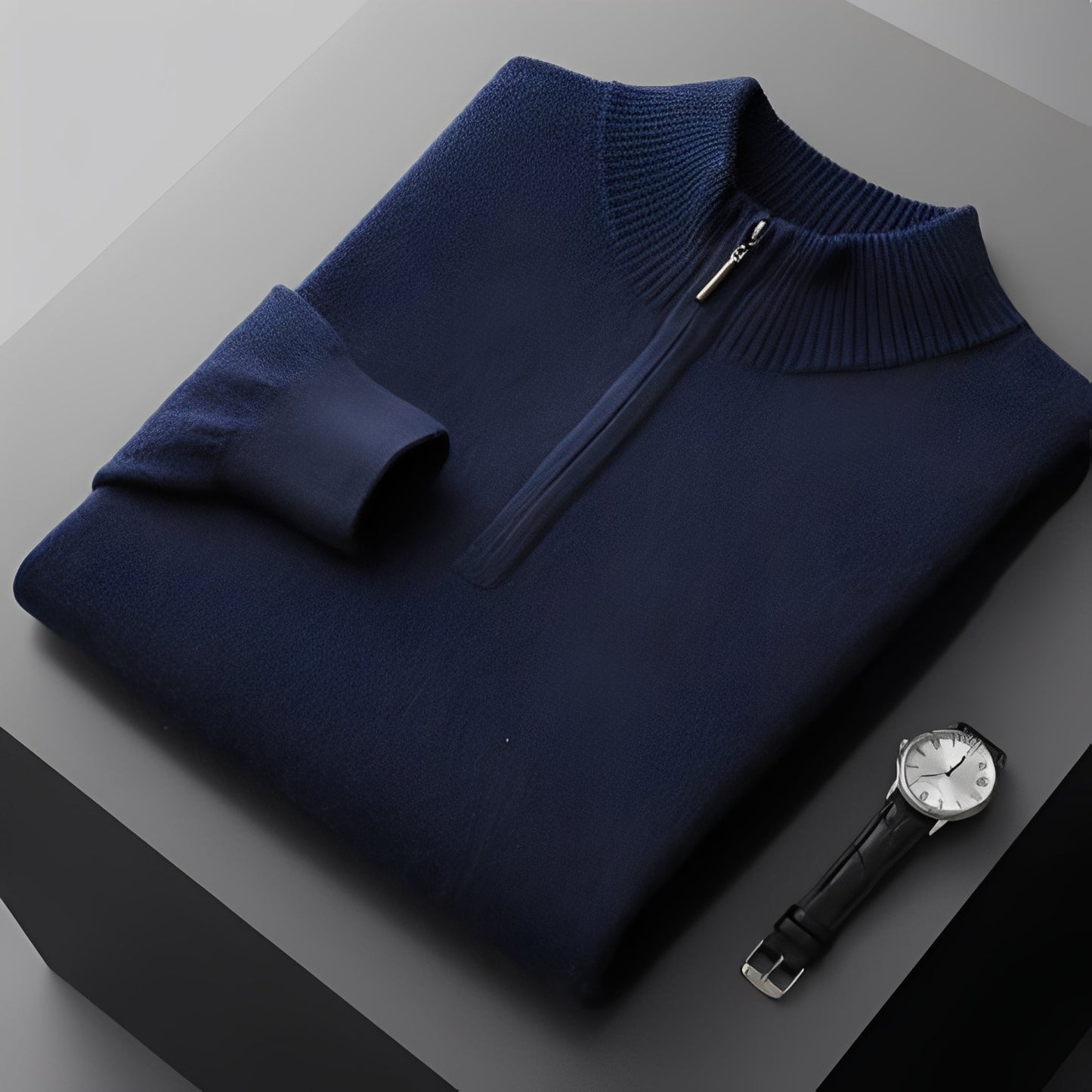 Weldon - Pletený svetr s polovičním zipem pro muže