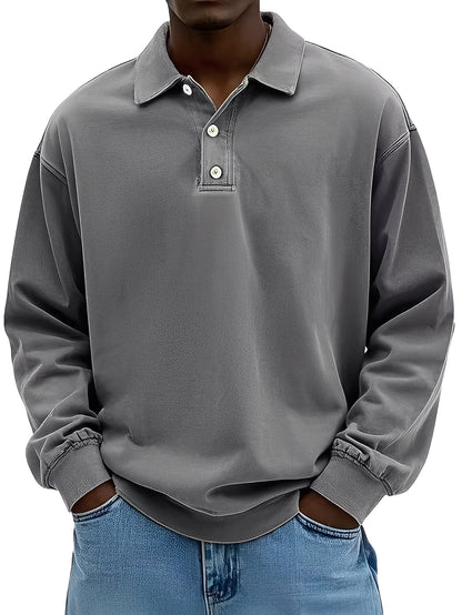 Clayton - Klasické Dlouhý Rukáv Poloshirt pro Muže