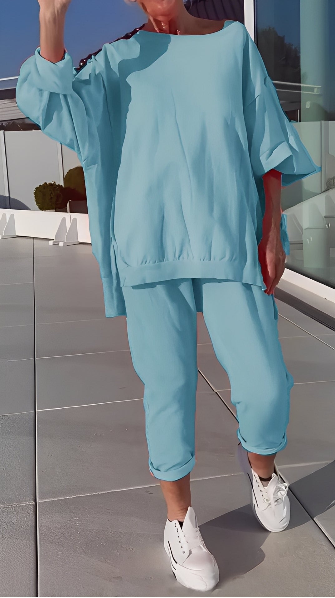 Eleanore - Ležérní souprava s volným vrcholem a kalhotami pro dámy