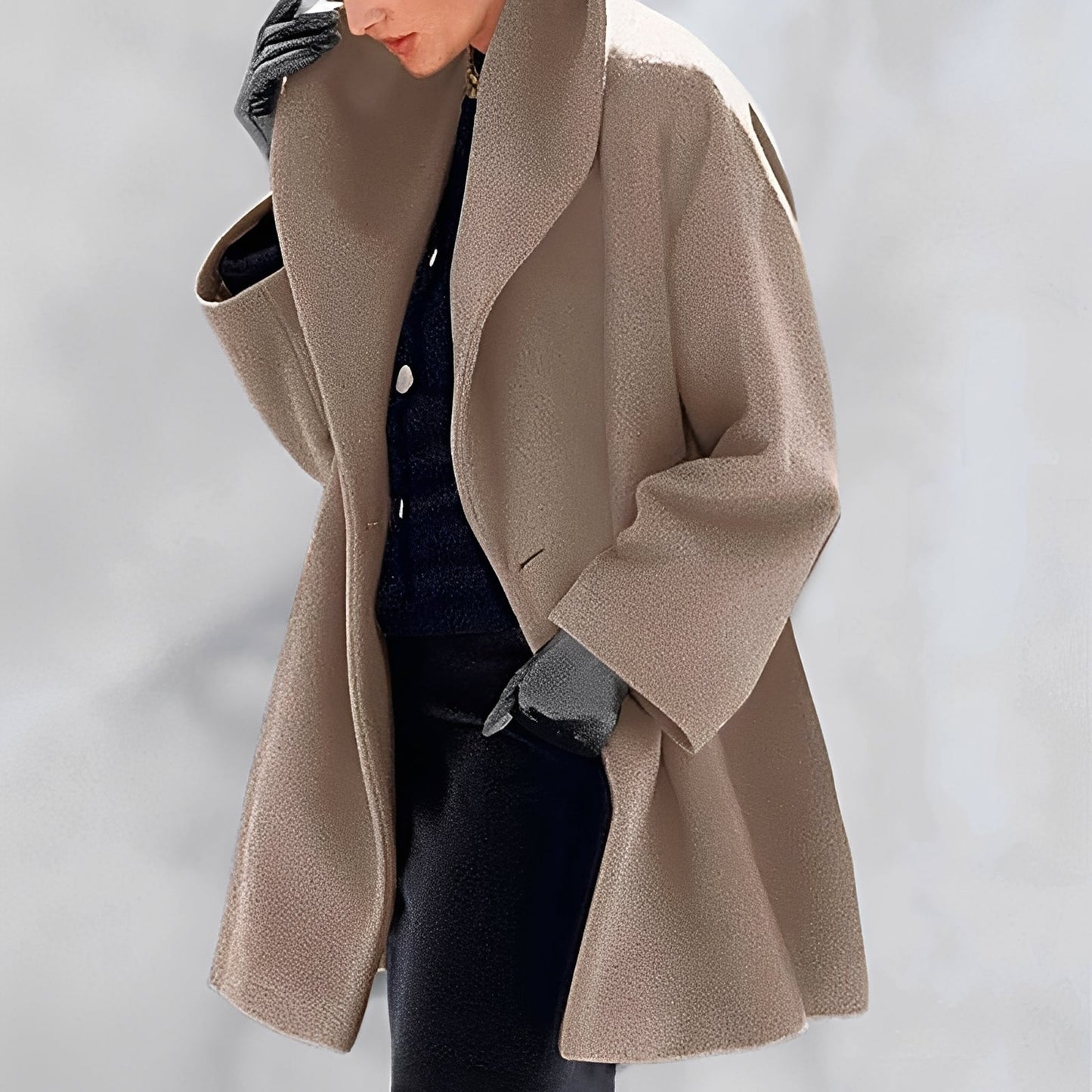 Dannie - Elegantní, volně padnoucí vlněný kabát pro dámy