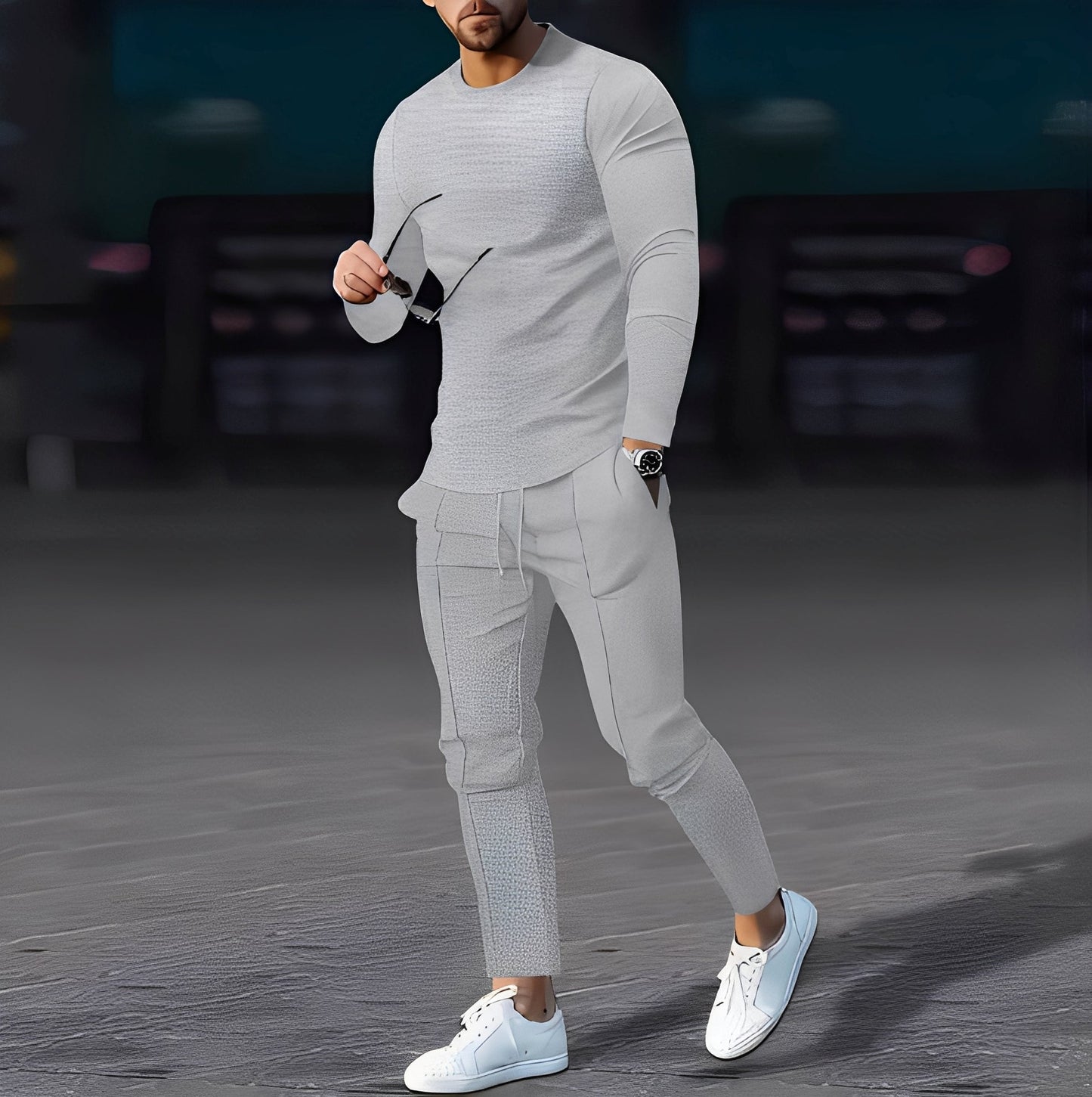 Dillan - Ležérní slim-fit souprava pro muže z vaflové látky