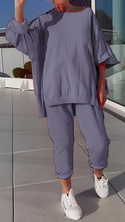 Eleanore - Ležérní souprava s volným vrcholem a kalhotami pro dámy