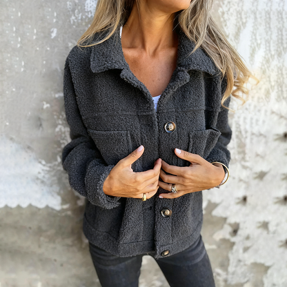 Eleanor - Moderní vlněná bunda s reverzním límcem pro ženy
