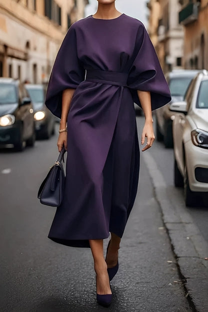 Nicole - Stylové midi šaty s lucernovými rukávy pro dámy