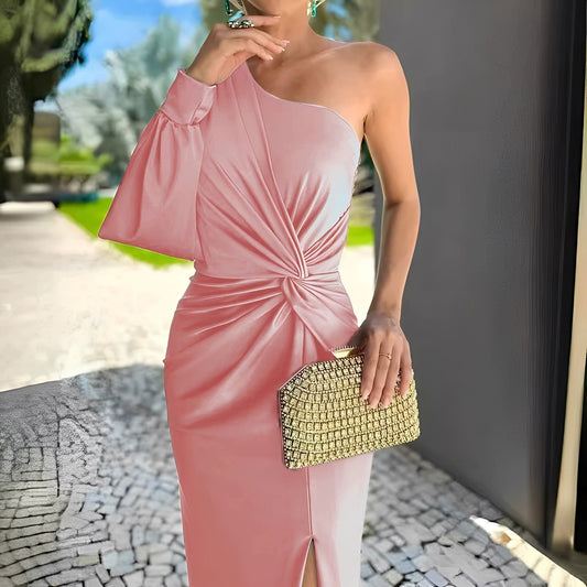 Pauline - Elegantní, drapované One-rameno šaty pro dámy