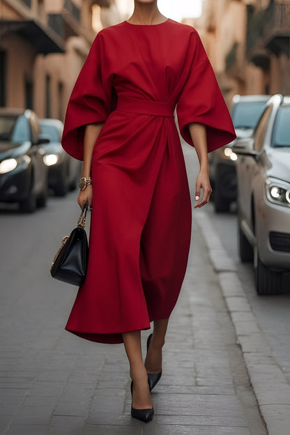 Elena - Elegantní, volně sedící šaty s páskem pro dámy