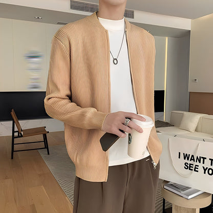 Damon - Retro pletený svetr s zipem pro muže