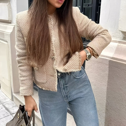 Samantha - Stylová tweedová bunda z vlny pro dámy