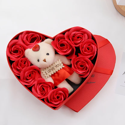 Heartley - Růžený medvídek srdcovitý dárek k Valentýnu