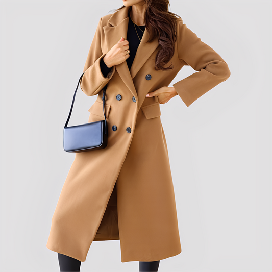 Jasmin - Elegantní dvouřadý dlouhý kabát pro dámy
