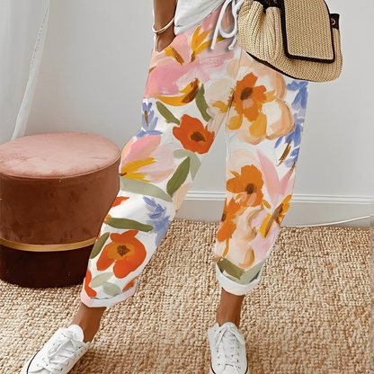 Jacinthe - Dámské pohodlné kalhoty s úzkou šňůrkou