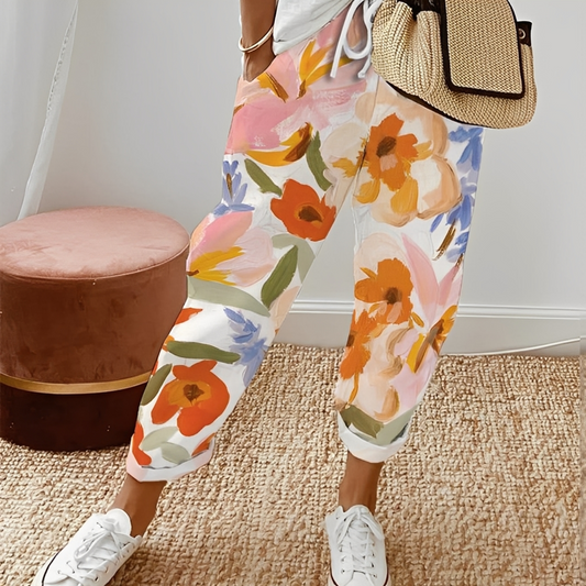 Jacinthe - Dámské pohodlné kalhoty s úzkou šňůrkou