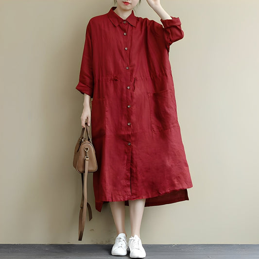 Chelsie - Oversized-maxišaty s knoflíky pro dámy