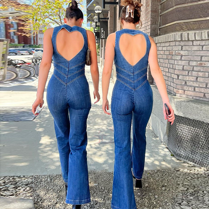 Suzanne - Zadní letní overal z denimu pro ženy