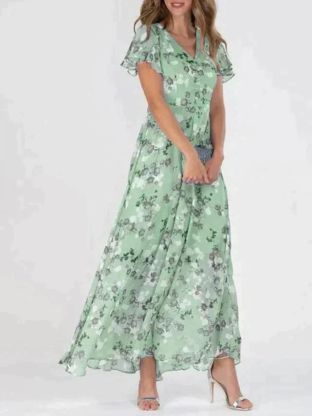 Mariona – Stylové květinové maxi šaty s výstřihem do V