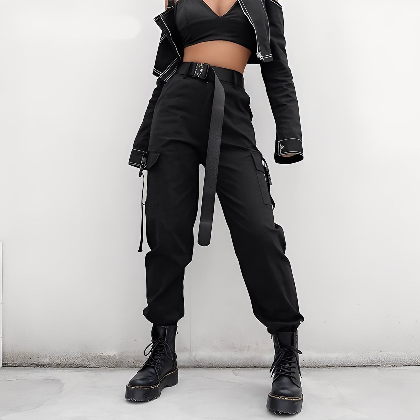 Clotilde - Dámské cargo kalhoty s pružným vysokým pasem