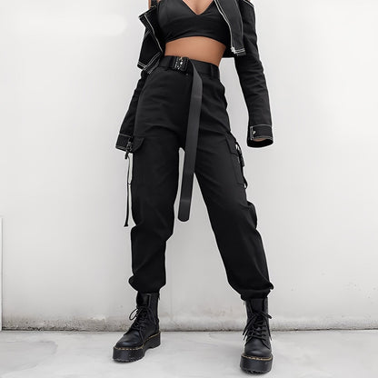 Clotilde - Dámské cargo kalhoty s pružným vysokým pasem