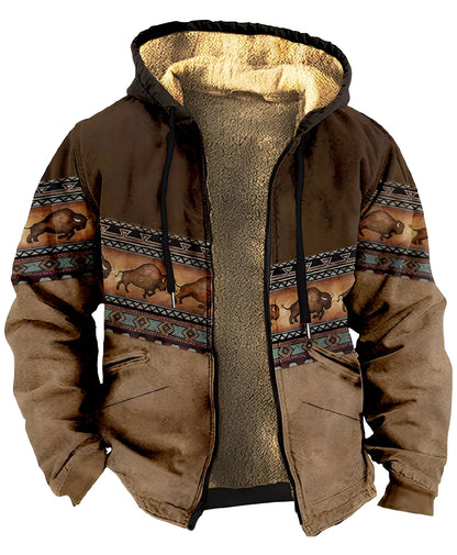 Mervin - Barevná sametová bunda s kapucí pro muže