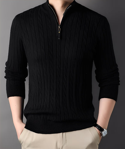 Damian - Moderní pletený svetr s zipem pro muže