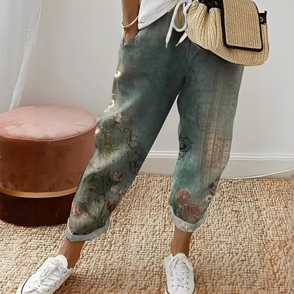 Jacinthe - Dámské pohodlné kalhoty s úzkou šňůrkou