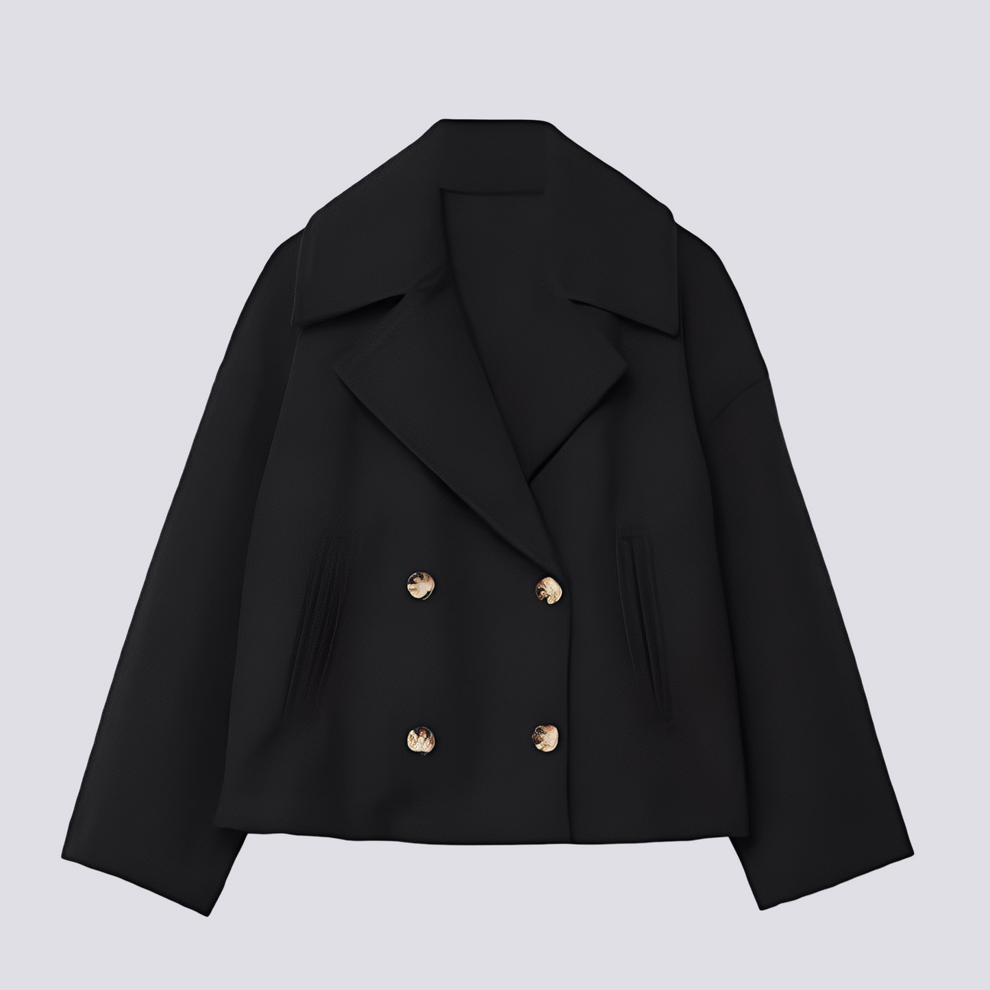 Bethney - Elegantní krátký vlněný kabát s reverzním límcem pro dámy