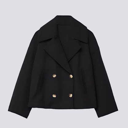 Bethney - Elegantní krátký vlněný kabát s reverzním límcem pro dámy