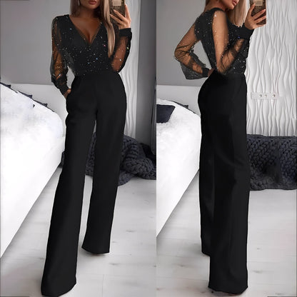 Morgana - Elegantní overal s rozšířenými nohavicemi pro dámy