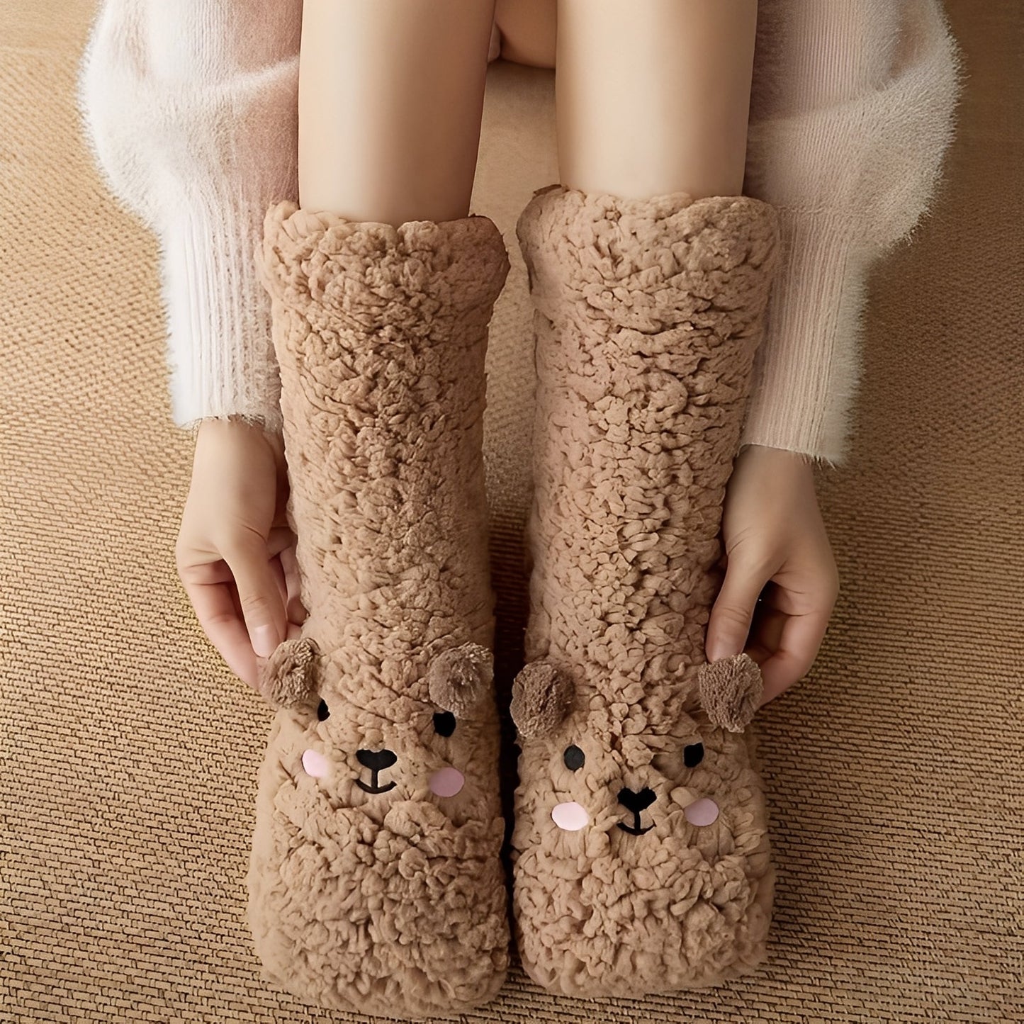 Caelie - Stylové, roztomilé, tlusté fleece ponožky pro dámy