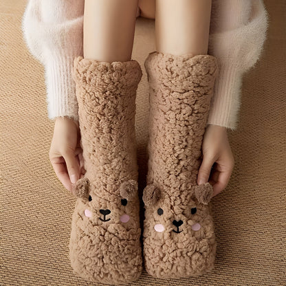 Caelie - Stylové, roztomilé, tlusté fleece ponožky pro dámy