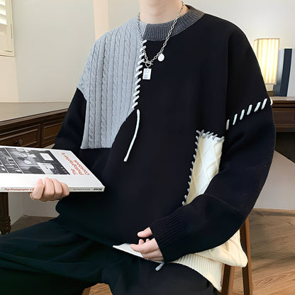 Curtis - Stylový Fleece-Pulover s Designem v Barvních Blocích pro Muže