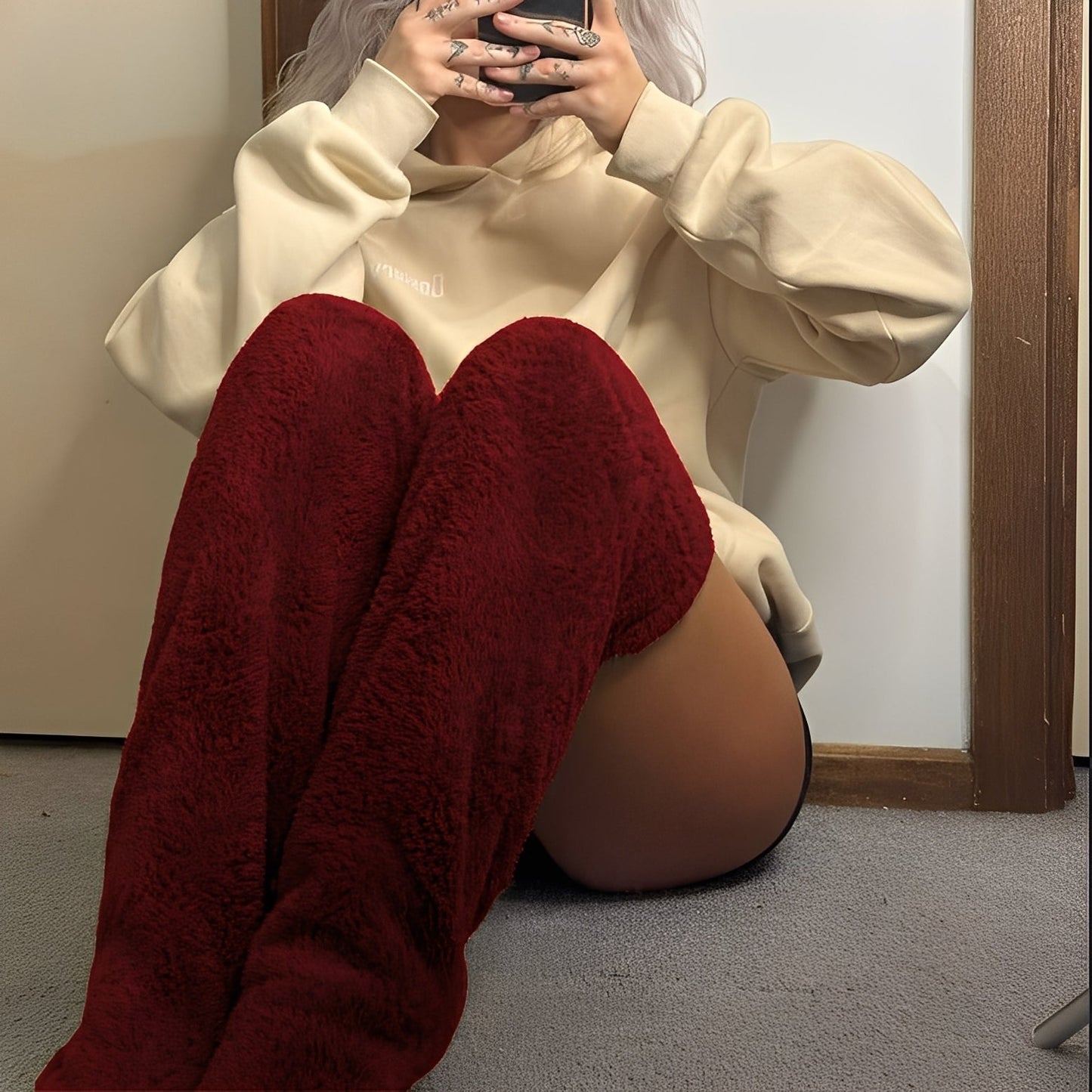 Camellia - Teplé, nadkolenní zimní ponožky pro dámy