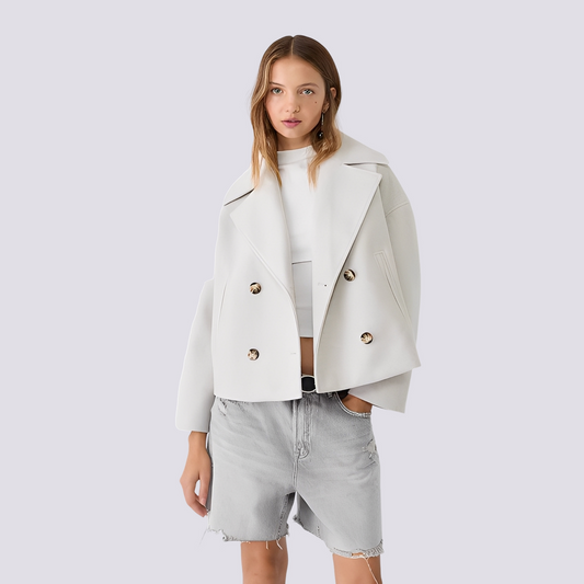 Bethney - Elegantní krátký vlněný kabát s reverzním límcem pro dámy