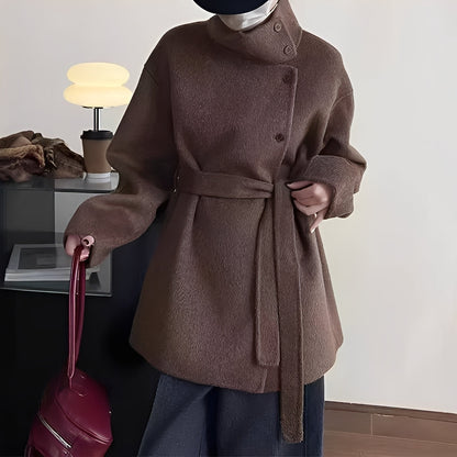 Claudia - Volný dvouřadový vlněný kabát pro ženy