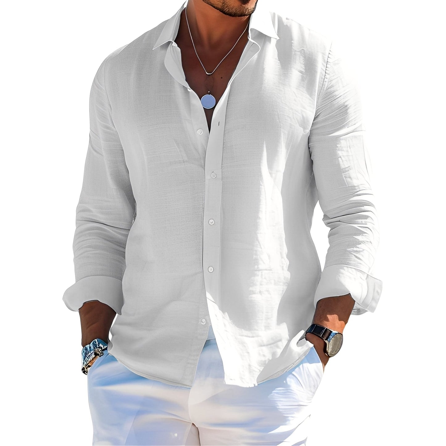 Félicien - Klasická pánská polokošile s dlouhými rukávy