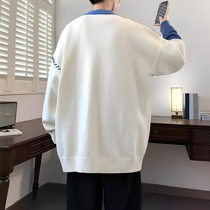 Curtis - Stylový Fleece-Pulover s Designem v Barvních Blocích pro Muže