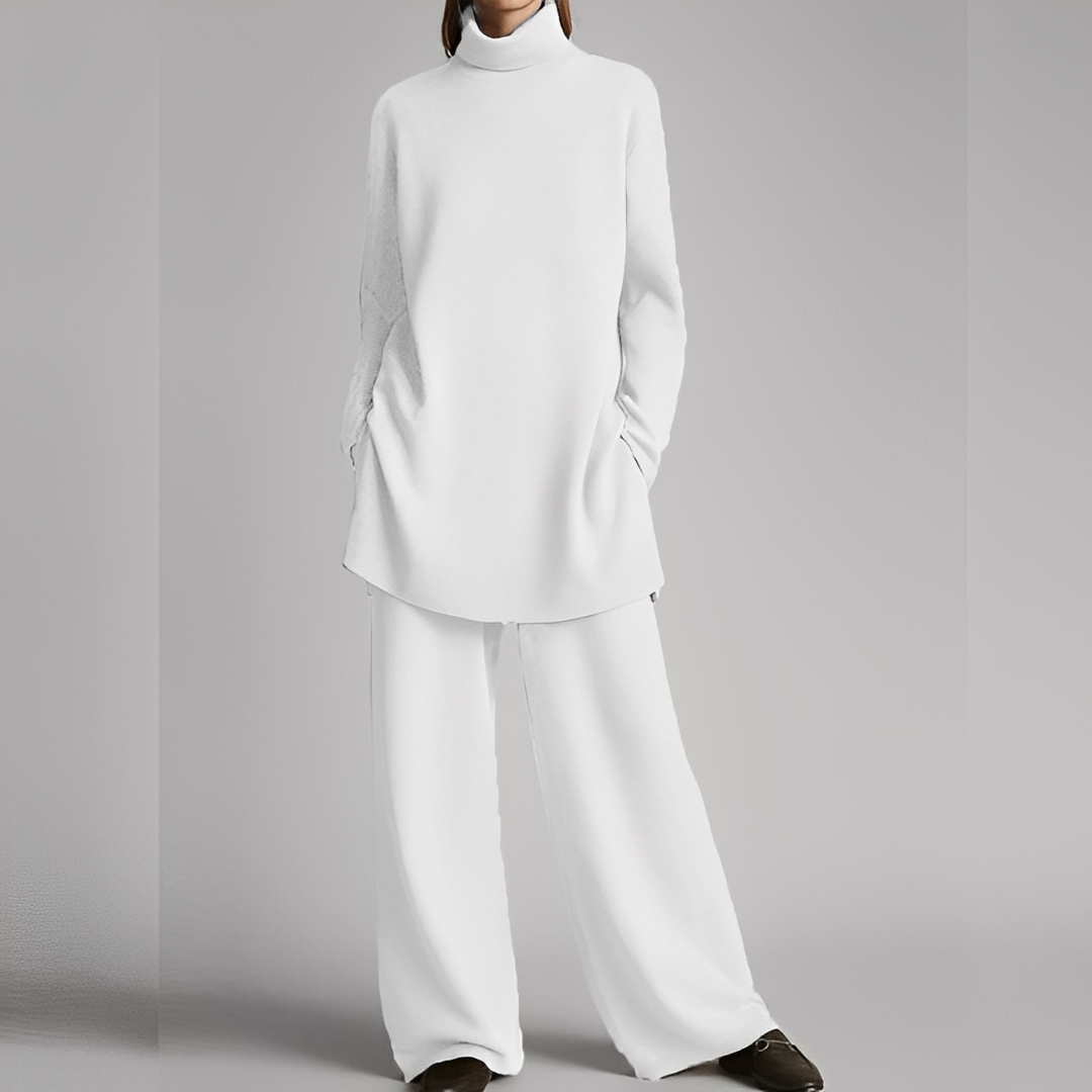 Mireille - Dámská zimní sada s pleteným svetrem a kalhotami