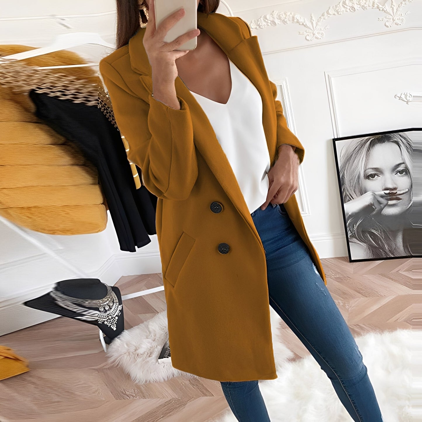 Nichole - Elegantní a teplý dlouhý kabát pro dámy