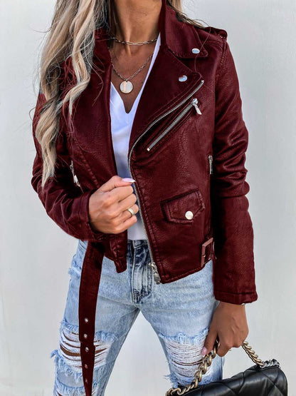 Alivia - Stylová kožená bunda se zipem pro ženy