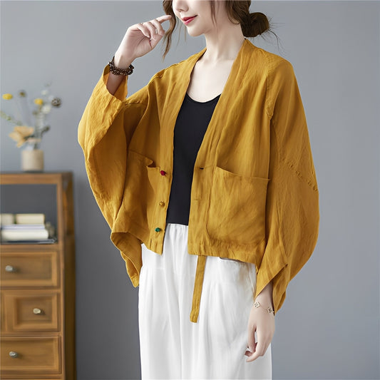 Shelia - Volný krátký cardigan s kapsami