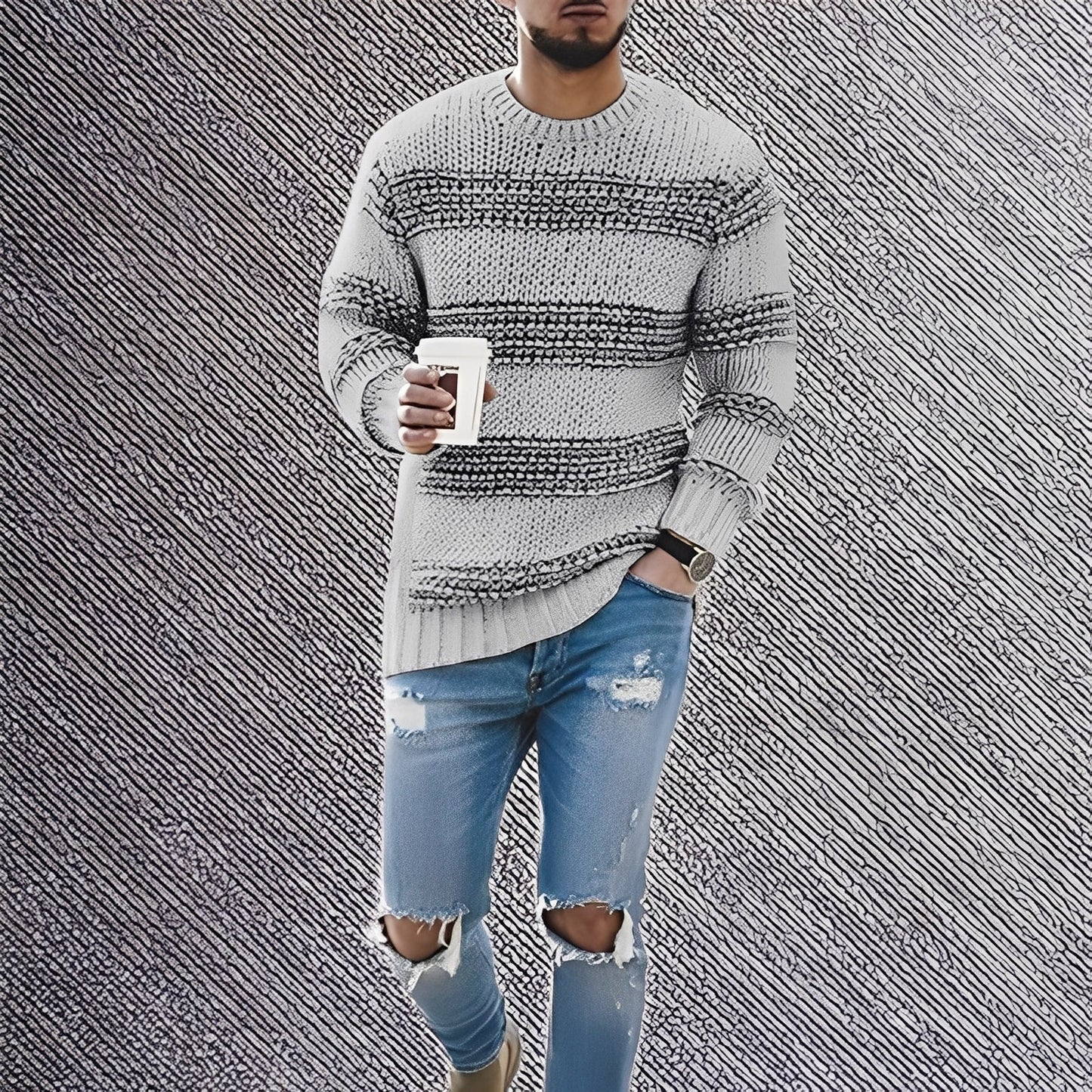 Kenzo - Pánský svetr s jemnými pruhy