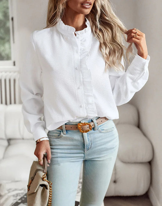Bridgette - Stylová blůzka s volánkovými pruhy pro dámy